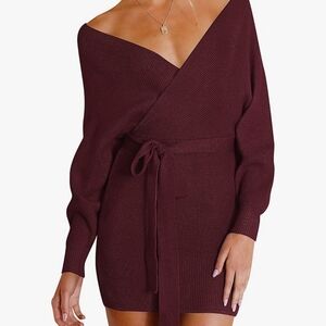 Elegant Burgundy Off-Shoulder Dress